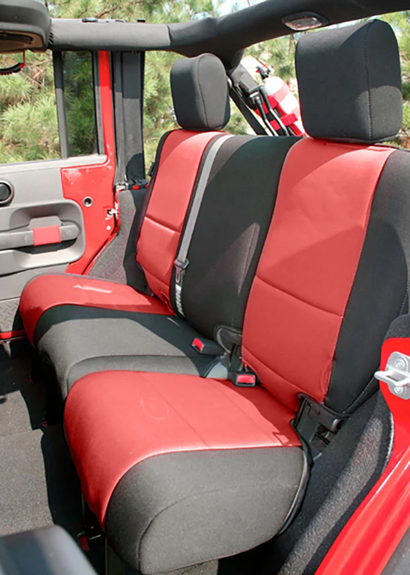 Rugged Ridge Seat Cover Kit Black/Red 11-18 Jeep Wrangler JK 2dr - Image 3